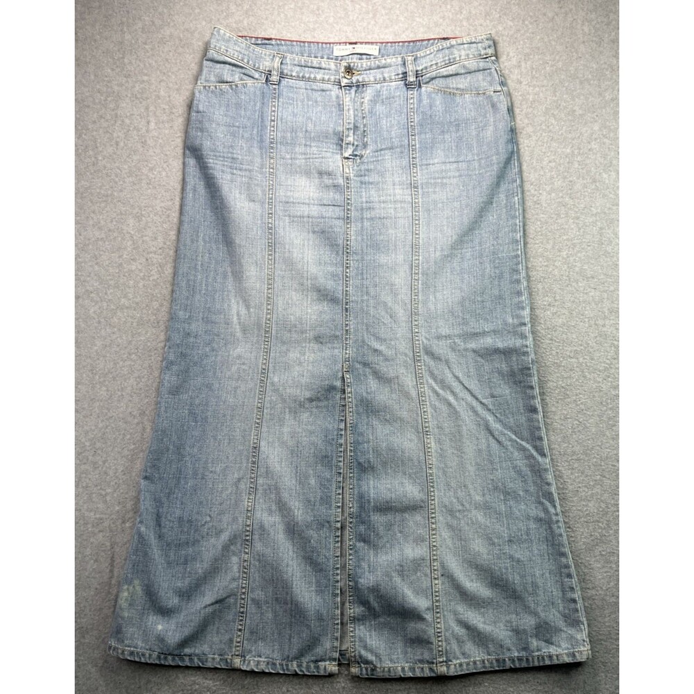 Vintage Tommy Hilfiger Denim Maxi Skirt Size 14 ? Front Split Y2K Western Chic